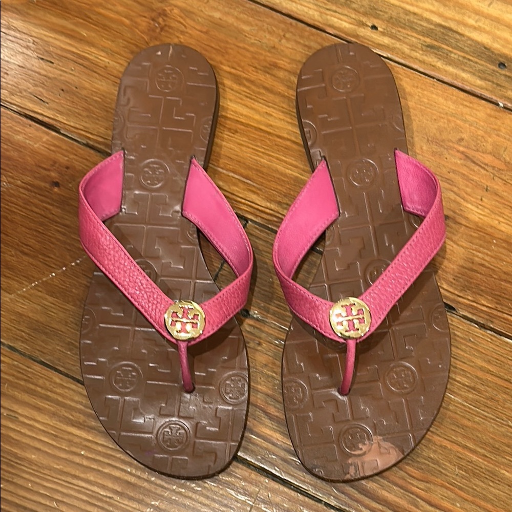 Tory Burch Fuchsia and Brown Sandals